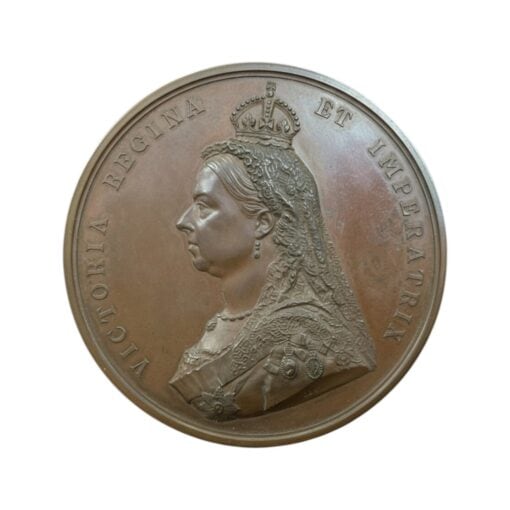 Victoria 1887 Golden Jubilee 77mm Large Cased Bronze Medal – The official Royal Mint issue by J.E.Boehm/F Leighton,