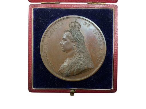 Victoria 1887 Golden Jubilee 77mm Large Cased Bronze Medal – The official Royal Mint issue by J.E.Boehm/F Leighton,