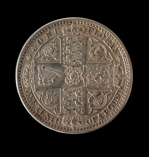 Victoria 1st portrait; 'Godless' type Florin 1849