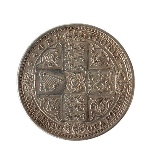 Victoria 1st portrait; 'Godless' type Florin 1849 - Image 2