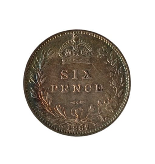 Victoria Sixpence 2nd Portrait 2nd Reverse 1887 - Image 2