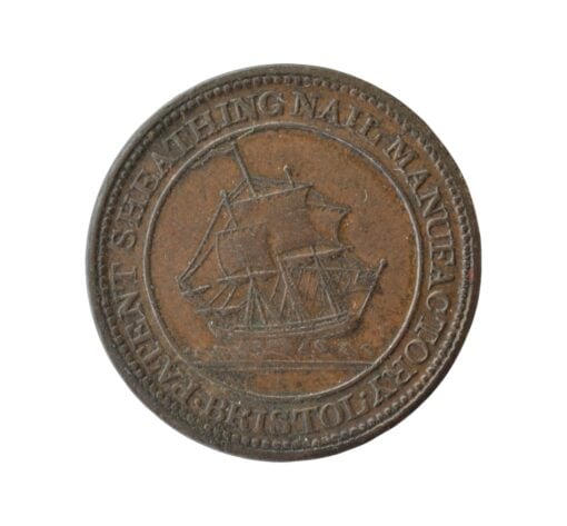 Bristol And London 1811 Patent Sheathing Nail Manufactory Half Penny Token - Image 2
