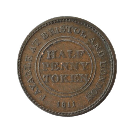 Bristol And London 1811 Patent Sheathing Nail Manufactory Half Penny Token - Image 4