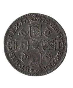 Alternative view of Charles II Sixpence 1674