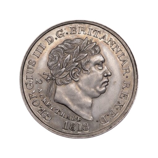 Gold Coast (Ghana) George III Half-Ackey 1818 - Mintage of 2170 Extremely Rare Thus - Image 2
