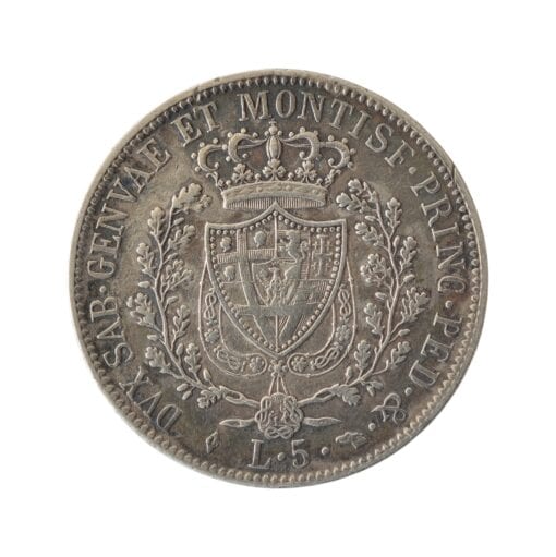 Kingdom of Piedmont-Sardinia (Italian States) Carlo Felice Silver 5 Lire 1827 L (Turin) - Image 2