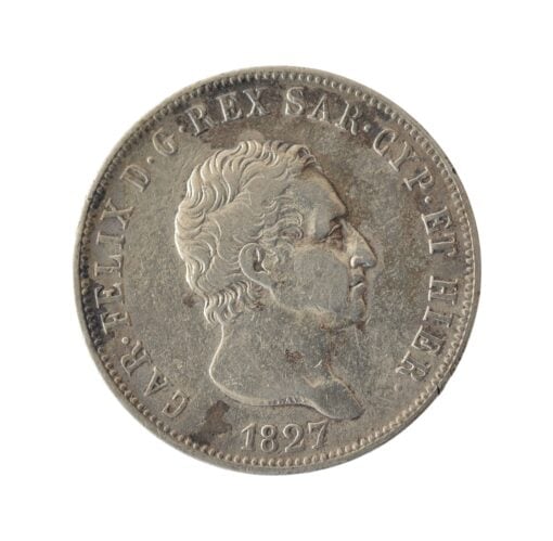 Kingdom of Piedmont-Sardinia (Italian States) Carlo Felice Silver 5 Lire 1827 L (Turin) - Image 4