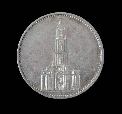 German 5 Reichsmark Potsdam Garrison Church 1935 J (Hamburg)