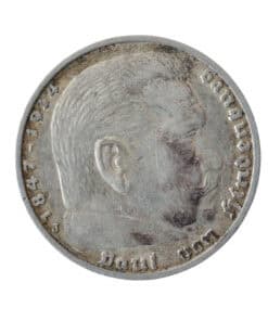 German 5 Reichsmark Paul von Hindenburg 1937 J (Hamburg) - Image 4