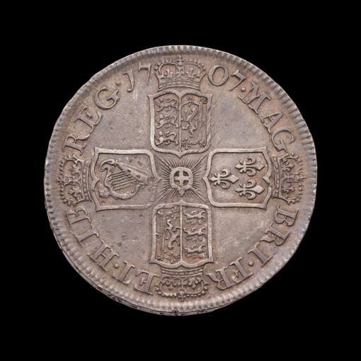 Anne Halfcrown 1707E SEXTO Post-Union Edinburgh Mint - Image 3