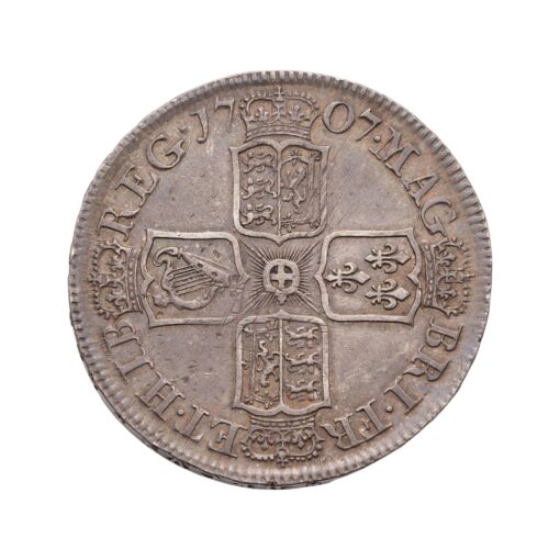Anne Halfcrown 1707E SEXTO Post-Union Edinburgh Mint - Image 4