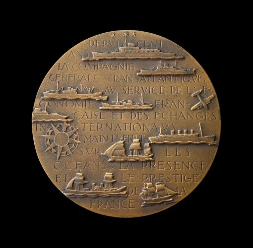France Marcel Renard Bronze Compagnie Générale Transatlantique Centenary 1855 – 1955 Bronze Medal