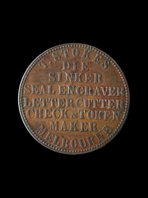 Australia Stokes Copper Penny Token 1862 Melbourne R516 (Var) Scarce - Image 3
