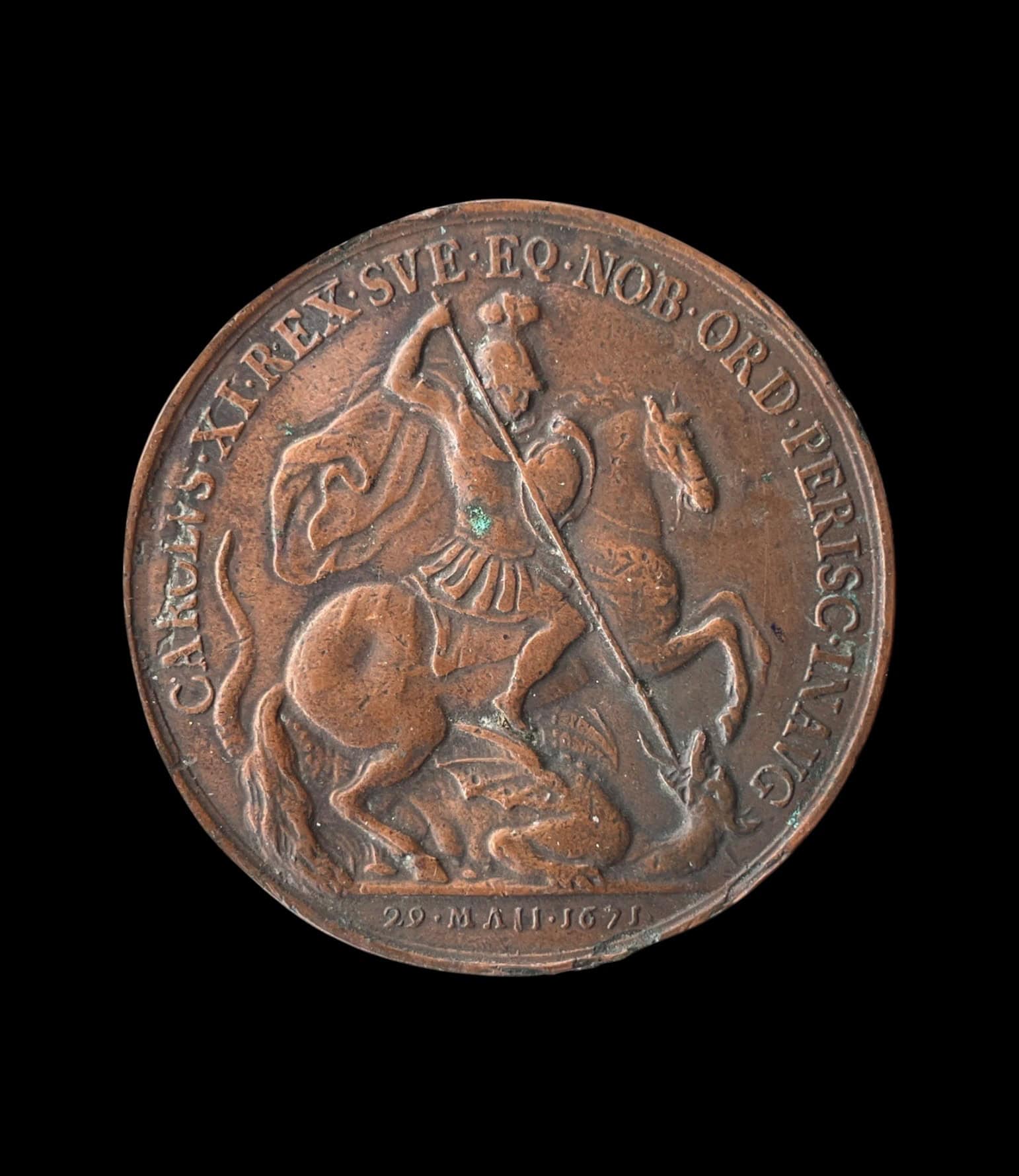 Charles XI of Sweden Uniface Medal – Investiture as a Knight of the Most Noble Order of the Garter