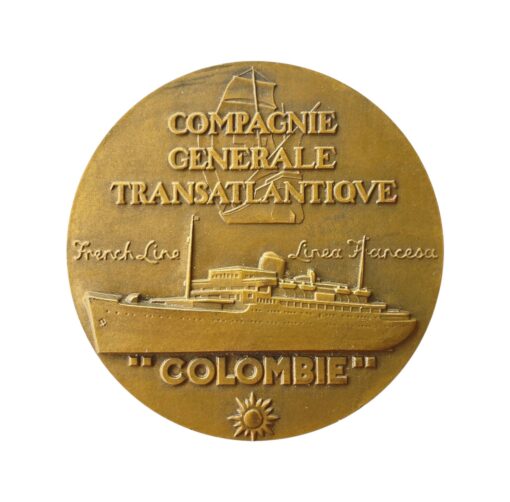 France Compagnie Générale Transatlantique “Colombie” Bronze Medal 1931 and Original Box