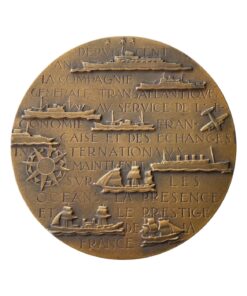 France Marcel Renard Bronze Compagnie Générale Transatlantique Centenary 1855 – 1955 Bronze Medal