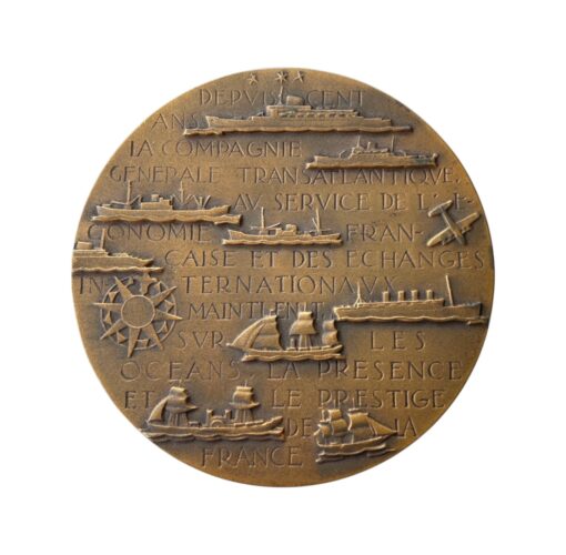 France Marcel Renard Bronze Compagnie Générale Transatlantique Centenary 1855 – 1955 Bronze Medal