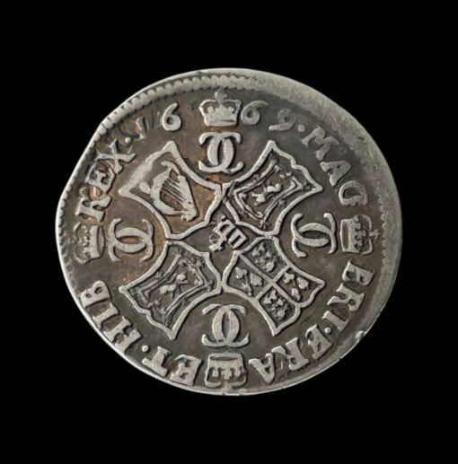 Scotland Charles II 1st Coinage, Type II 1 Merk 1669 -  Reverse overstruck on an brockage - Image 3