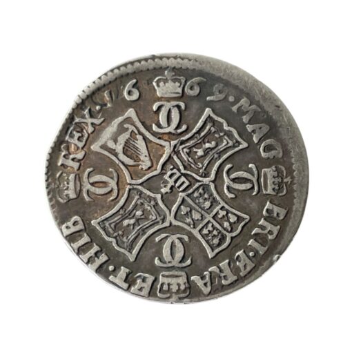 Scotland Charles II 1st Coinage, Type II 1 Merk 1669 -  Reverse overstruck on an brockage - Image 4